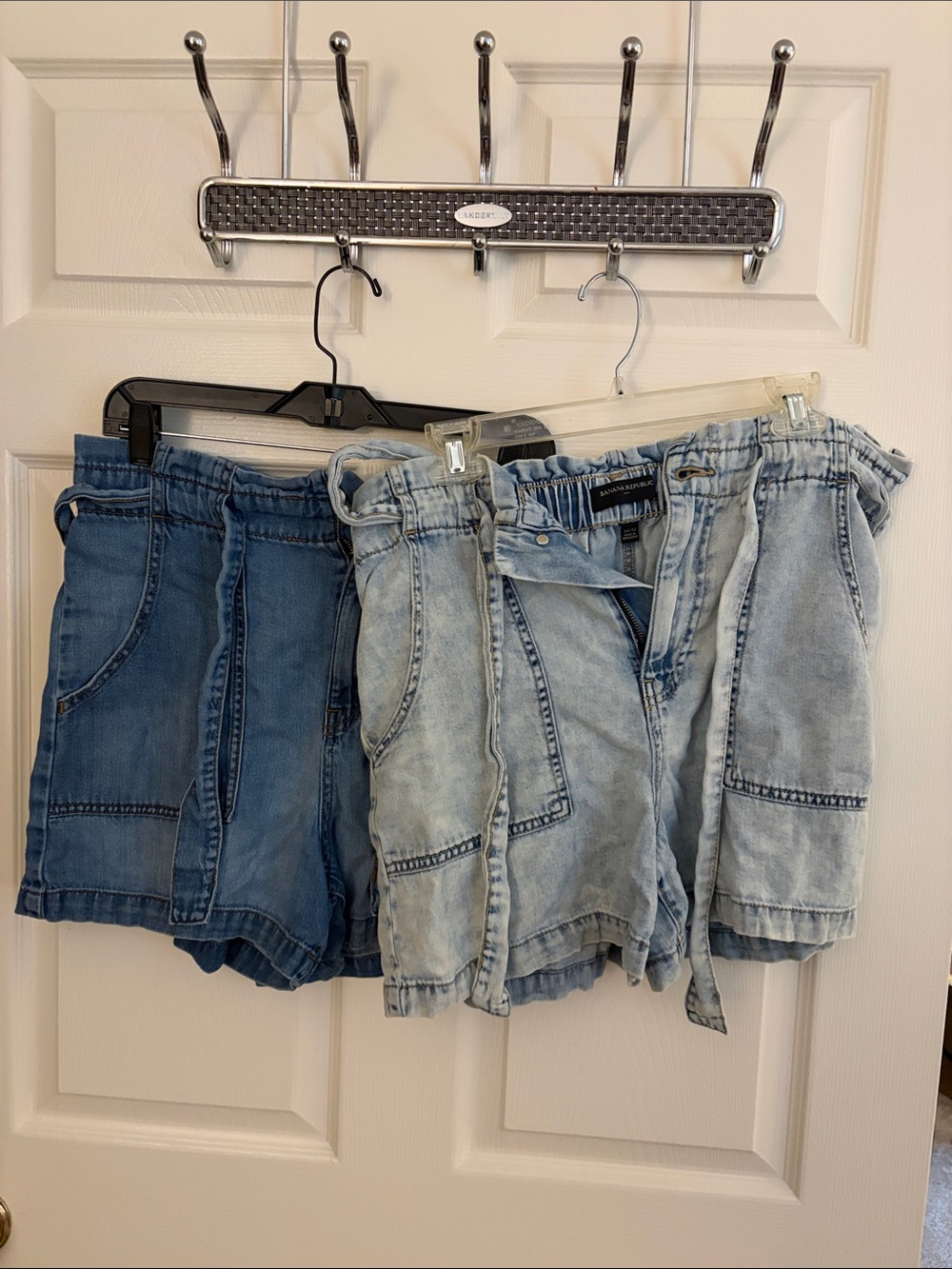 Banana Republic Denim Paperbag Shorts - Light Blue & Medium Blue